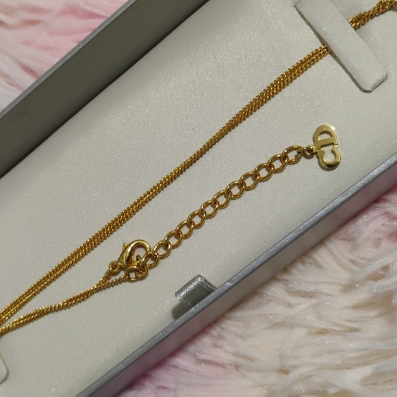 FIRM PRICE! NWOT Christian Dior CD Charm Gold Tone Necklace W Box Never Worn - Picture 7 of 8